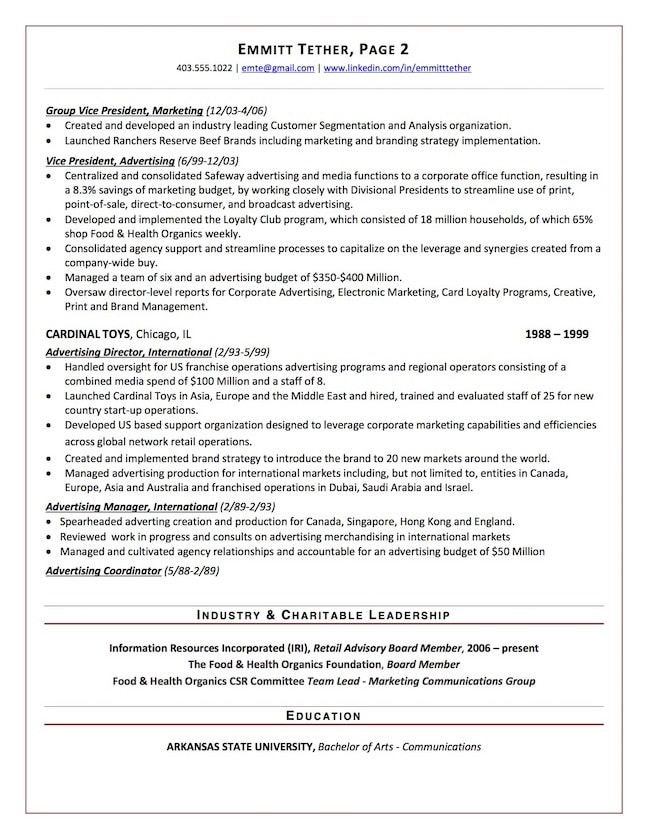 Chief Marketing Officer Resume Sample Page 2