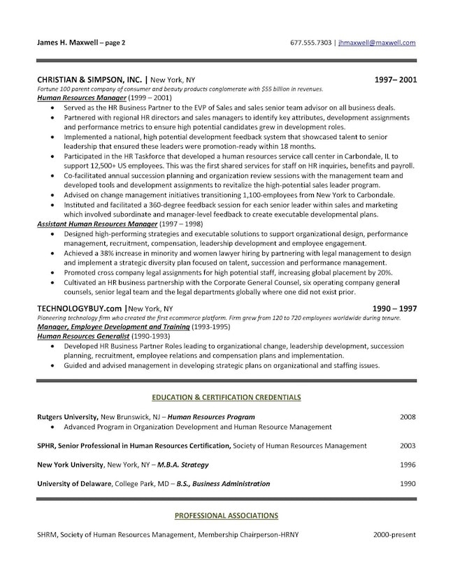 Top Executive Resume Writing Examples Senior Level