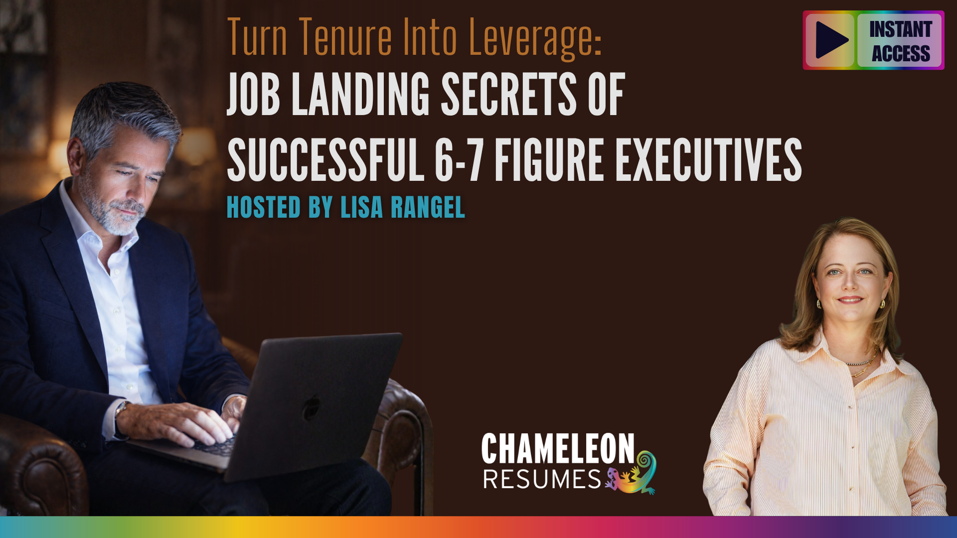 Executive job search training webinar teaching senior leaders how to land 6–7 figure roles through branding, networking, and recruiter visibility