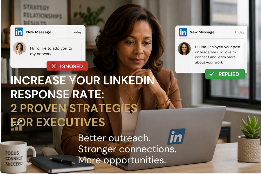 Executive reviewing LinkedIn networking messages and increasing response rates through personalized outreach strategies