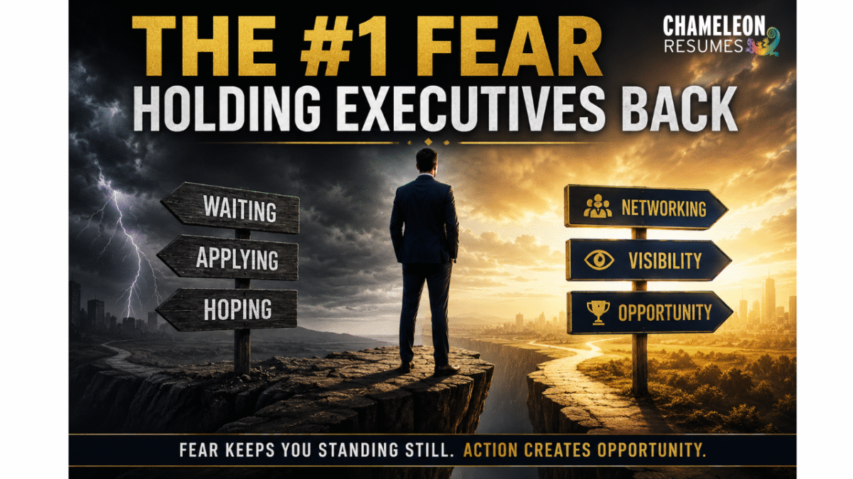 "Executive leader facing career uncertainty while overcoming fear through networking, visibility, and proactive job search strategies."