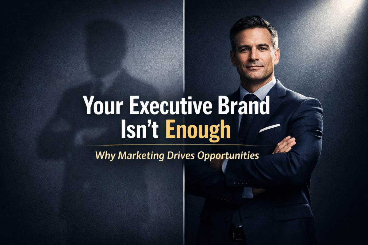 executive branding vs marketing concept showing invisible and visible senior leader positioning in job search