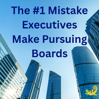 The #1 mistake executives make pursuing board seats shown over modern corporate skyscrapers representing leadership and governance