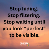 Executive personal branding message encouraging leaders to stop hiding and build visibility to advance their careers