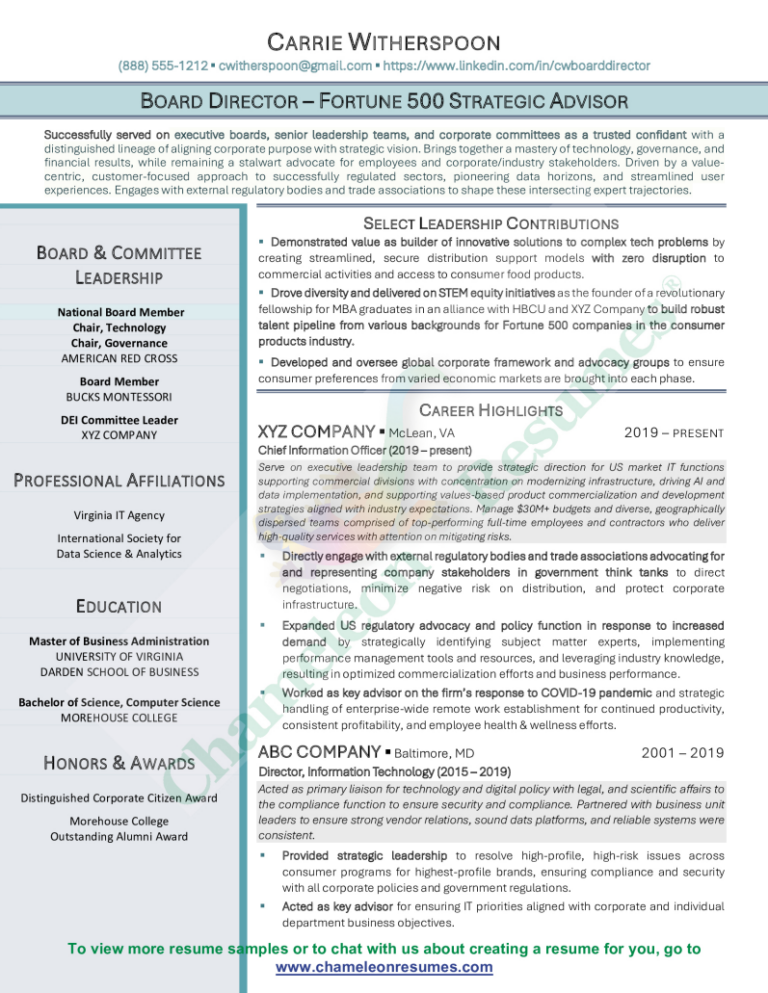 Board Resume Samples - Board Director Resume Sample Thumbnail 768x993 