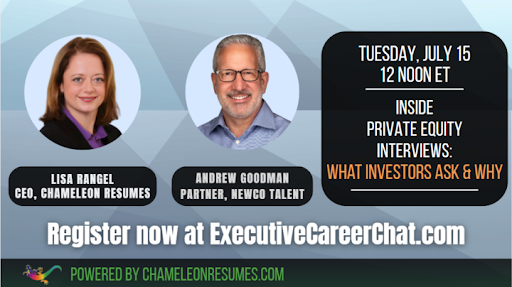 Lisa Rangel and Andrew Goodman discussing private equity executive interviews and what investors ask leadership candidates